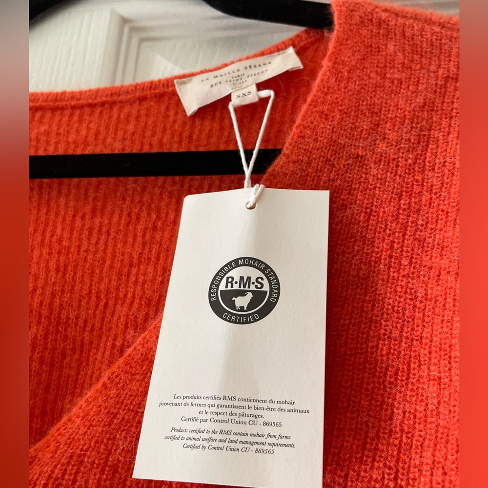 Sézane Barry Cardigan NWT in Tangerine XXS - Picture 6 of 9
